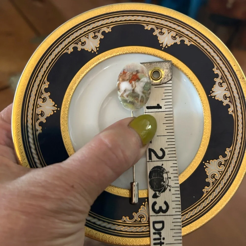 Vintage Porcelain Horseriding Stickpin